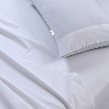 Elan Linen 100% Egyptian Cotton Vintage Washed 500TC White Double Bed Sheets Set - ElectronX Plus