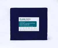 Elan Linen 100% Egyptian Cotton Vintage Washed 500TC Navy Blue King Bed Sheets Set - ElectronX Plus