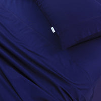 Elan Linen 100% Egyptian Cotton Vintage Washed 500TC Navy Blue King Bed Sheets Set - ElectronX Plus