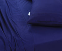 Elan Linen 100% Egyptian Cotton Vintage Washed 500TC Navy Blue King Bed Sheets Set - ElectronX Plus