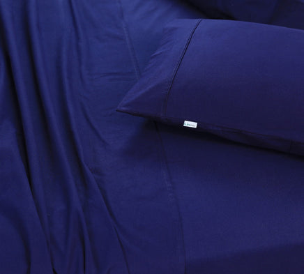 Elan Linen 100% Egyptian Cotton Vintage Washed 500TC Navy Blue King Bed Sheets Set - ElectronX Plus