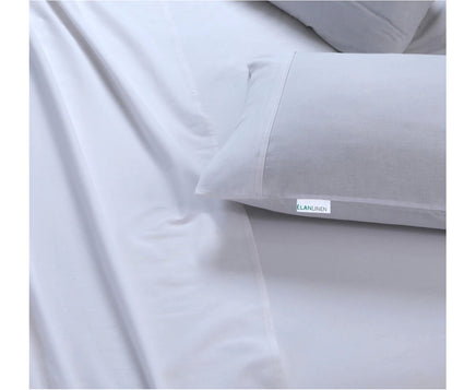 Elan Linen 100% Egyptian Cotton Vintage Washed 500TC White King Bed Sheets Set - ElectronX Plus