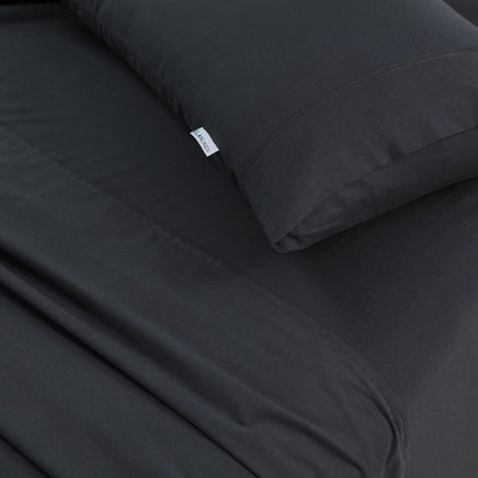 Elan Linen 100% Egyptian Cotton Vintage Washed 500TC Charcoal King Single Bed Sheets Set - ElectronX Plus