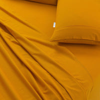 Elan Linen 100% Egyptian Cotton Vintage Washed 500TC Mustard King Single Bed Sheets Set - ElectronX Plus