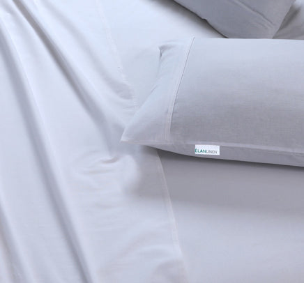 Elan Linen 100% Egyptian Cotton Vintage Washed 500TC White Queen Bed Sheets Set - ElectronX Plus