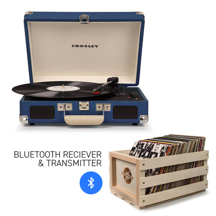 CROSLEY Crosley Cruiser Blue - Bluetooth Turntable & Record Storage Crate - ElectronX Plus