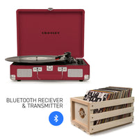 CROSLEY Crosley Cruiser Burgundy - Bluetooth Turntable & Record Storage Crate - ElectronX Plus