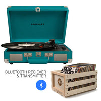 CROSLEY Crosley Cruiser Teal - Bluetooth Turntable & Record Storage Crate - ElectronX Plus