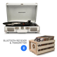 CROSLEY Crosley Cruiser White Sands - Bluetooth Turntable & Record Storage Crate - ElectronX Plus