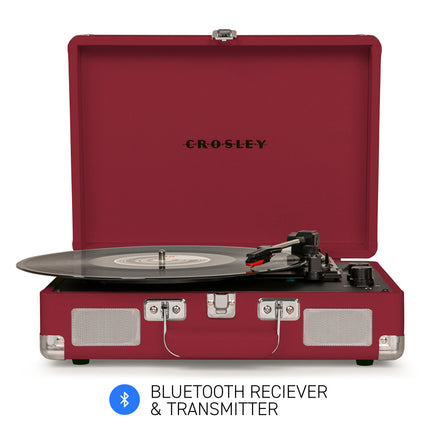 CROSLEY Crosley Cruiser Burgundy - Bluetooth Portable Turntable - ElectronX Plus