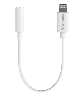 VERBATIM USB-C to 3.5mm Headphone Jack 10cm - White - ElectronX Plus