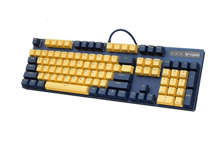 RAPOO V500 Pro Backlit Mechanical Gaming Keyboard - Spill Resistant, Metal Cover, Ideal for Entry Level Gamers--Yellow Blue - ElectronX Plus