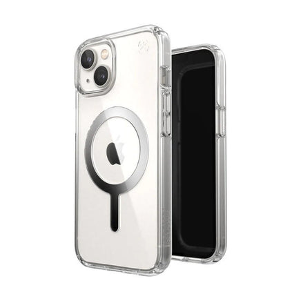 SPECK Apple iPhone 14 Perfect Clear + Magsafe Case Chrome - Clear/Silver (150061-3080), Up to 13-foot Drop Protection for Extreme Durability - ElectronX Plus