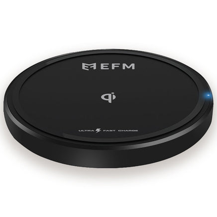 EFM 15W Wireless Charge Pad - With USB to Type-C Charge Cable - Black (EFWP15U900BLA), WPC Qi Certified, 15 Watt Ultra Fast Charge, Sleek Design - ElectronX Plus