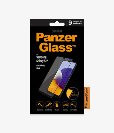 PANZER GLASS Samsung Galaxy A22 - Clear glass (7278) - Screen Protector - Full frame coverage, Rounded edges, Crystal clear, 100% touch preservation - ElectronX Plus