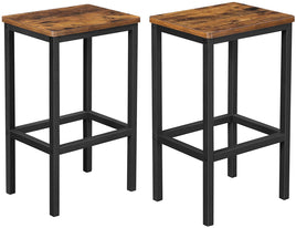 Bar Set Stools of 2 Bar Chairs, Rustic Brown - ElectronX Plus