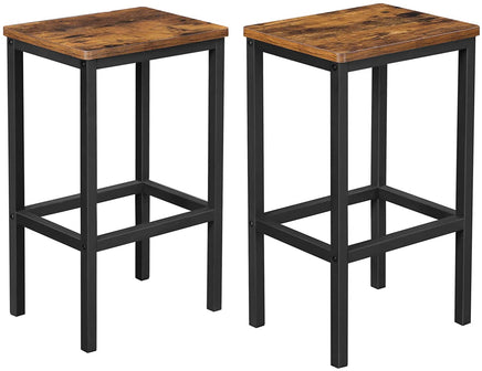 Bar Set Stools of 2 Bar Chairs, Rustic Brown - ElectronX Plus