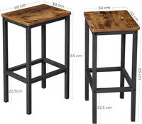 Bar Set Stools of 2 Bar Chairs, Rustic Brown - ElectronX Plus