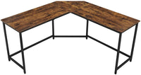 L-Shaped Computer Desk, Rustic Brown and Black - ElectronX Plus