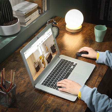 L-Shaped Computer Desk, Rustic Brown and Black - ElectronX Plus