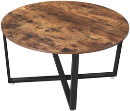 Round Coffee Table Rustic Brown and Black - ElectronX Plus