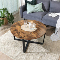 Round Coffee Table Rustic Brown and Black - ElectronX Plus