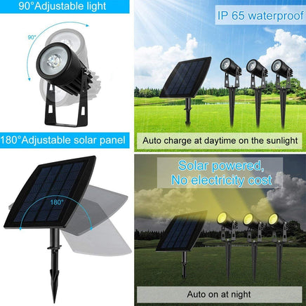 3 x LED Spotlights Powered Solar Garden Lights Outdoor Waterproof (Warm White) - ElectronX Plus