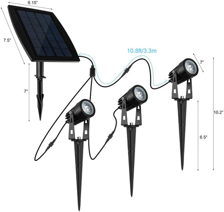 3 x LED Spotlights Powered Solar Garden Lights Outdoor Waterproof (Warm White) - ElectronX Plus