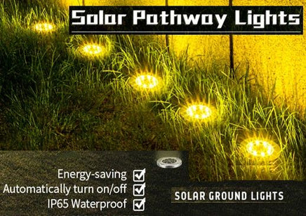 8 Pack LED Solar Pathway Lights Outdoor Solar Ground Lights (Warm White) - ElectronX Plus