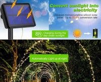 20m 200 LED Solar Powered Outdoor Lights with 8 Lighting Modes and Waterproof for Home,Garden and Decoration - ElectronX Plus