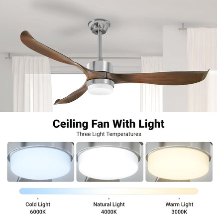 Modern Ceiling Fan with Lights, Remote, Brown - ElectronX Plus