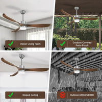 Modern Ceiling Fan with Lights, Remote, Brown - ElectronX Plus