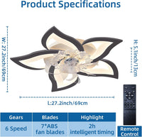 Low Ceiling Light Fan, Low Profile, 6 Wind Speed, 3 Colors (69 cm) - ElectronX Plus