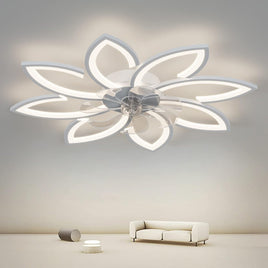 Modern Ceiling Light Fan, Low Profile, 6 Wind Speed, 3 Color (90cm, White) - ElectronX Plus