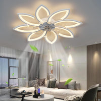 Modern Ceiling Light Fan, Low Profile, 6 Wind Speed, 3 Color (90cm, White) - ElectronX Plus