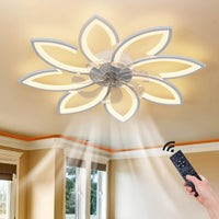 Modern Ceiling Light Fan, Low Profile, 6 Wind Speed, 3 Color (90cm, White) - ElectronX Plus