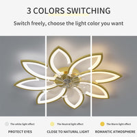 Modern Ceiling Light Fan, Low Profile, 6 Wind Speed, 3 Color (90cm, Gold) - ElectronX Plus