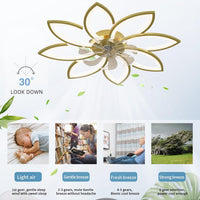 Modern Ceiling Light Fan, Low Profile, 6 Wind Speed, 3 Color (90cm, Gold) - ElectronX Plus