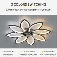 Modern Ceiling Light Fan, Low Profile, 6 Wind Speed, 3 Color (90cm, Black) - ElectronX Plus