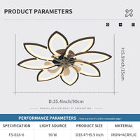 Modern Ceiling Light Fan, Low Profile, 6 Wind Speed, 3 Color (90cm, Black) - ElectronX Plus