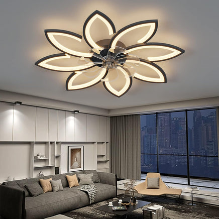 Modern Ceiling Light Fan, Low Profile, 6 Wind Speed, 3 Color (90cm, Black) - ElectronX Plus