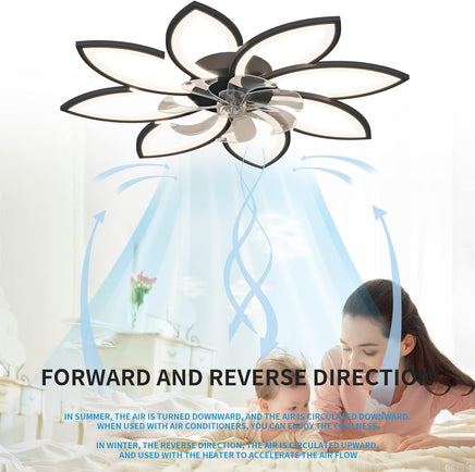 Modern Ceiling Light Fan, Low Profile, 6 Wind Speed, 3 Color (90cm, Black) - ElectronX Plus