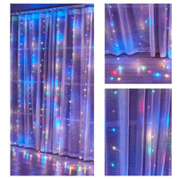 300 LEDs Window Curtain Fairy Lights 8 Modes and Remote Control for Bedroom (Multicolor, 300 x 300cm) - ElectronX Plus