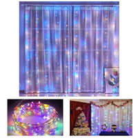 300 LEDs Window Curtain Fairy Lights 8 Modes and Remote Control for Bedroom (Multicolor, 300 x 300cm) - ElectronX Plus