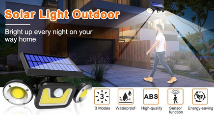 Outdoor Solar Lights with 3 Adjustable Head for Porch Garden Patio - ElectronX Plus