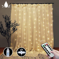 300 LEDs Window Curtain Fairy Lights 8 Modes and Remote Control for Bedroom (Warm White, 300 x 300cm) - ElectronX Plus