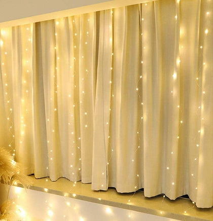 300 LEDs Window Curtain Fairy Lights 8 Modes and Remote Control for Bedroom (Warm White, 300 x 300cm) - ElectronX Plus