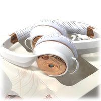 White Rose Gold Holysmoke Motif On Ear Foldable Headphones - ElectronX Plus