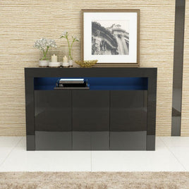 LED High Gloss White Buffet Kitchen Cabinet Sideboard Cupboard Black - ElectronX Plus