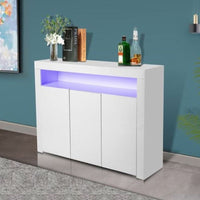 LED High Gloss White Buffet Kitchen Cabinet Sideboard Cupboard White - ElectronX Plus